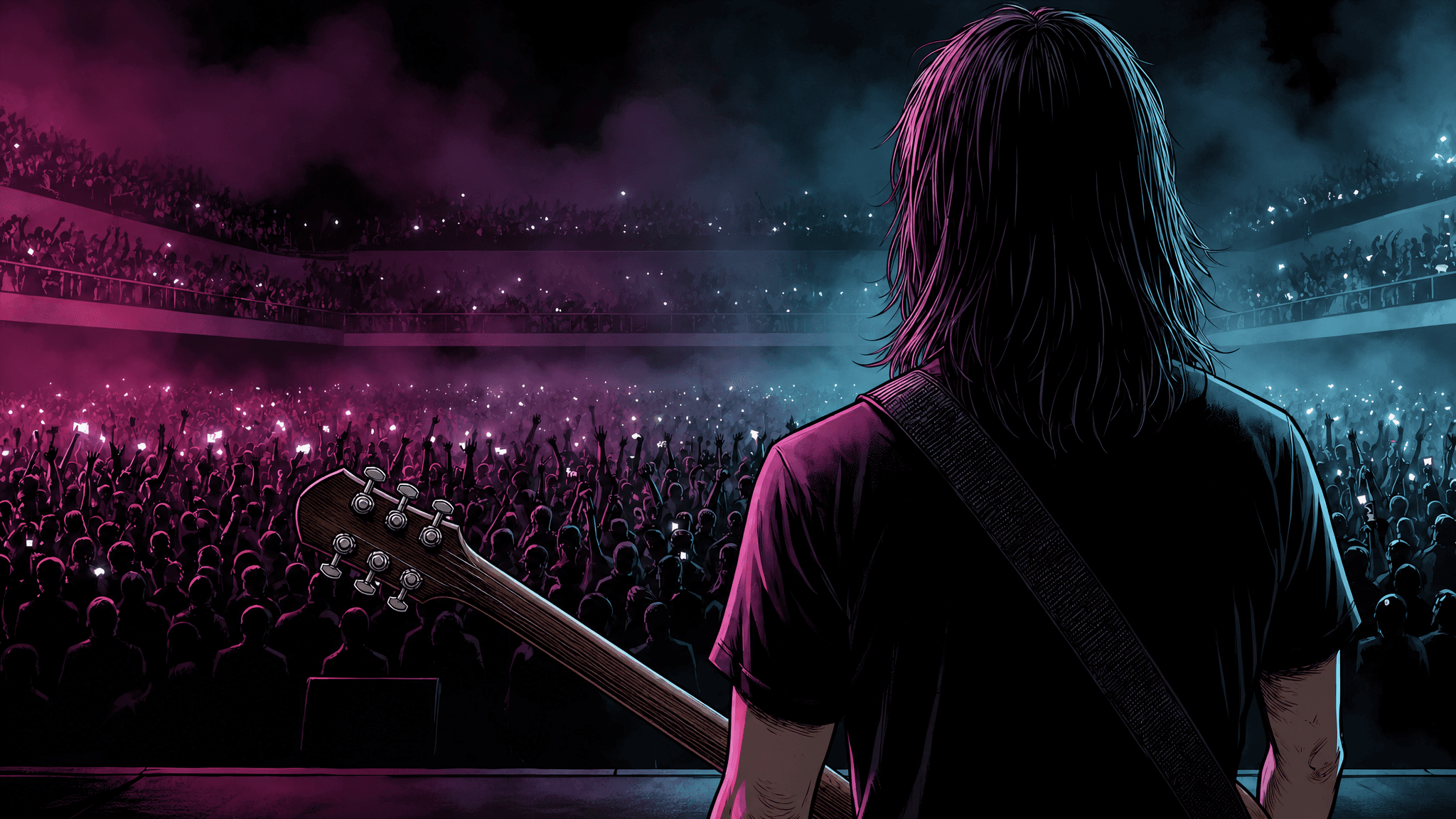 Taelor performing to a crowd